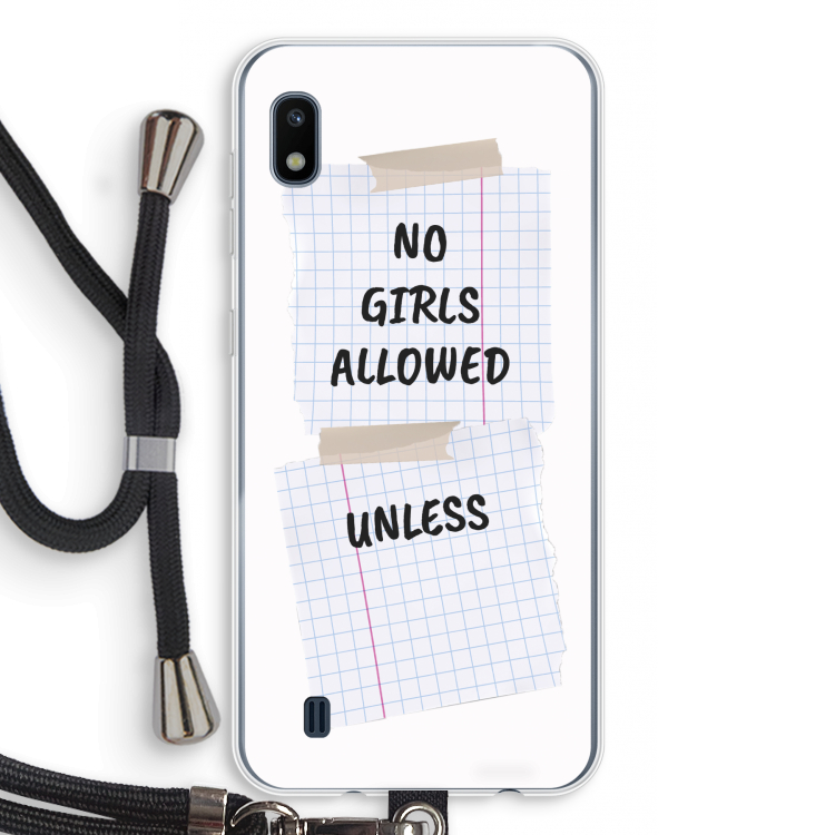 No Girls Allowed Unless: Samsung Galaxy A10 Transparant Hoesje met koord