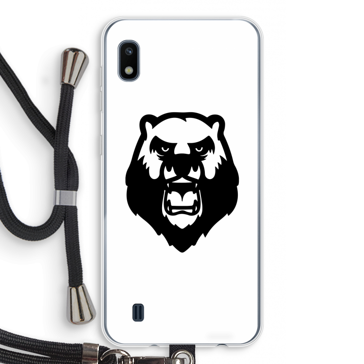 Angry Bear (white): Samsung Galaxy A10 Transparant Hoesje met koord