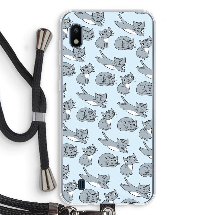 Poezen: Samsung Galaxy A10 Transparant Hoesje met koord
