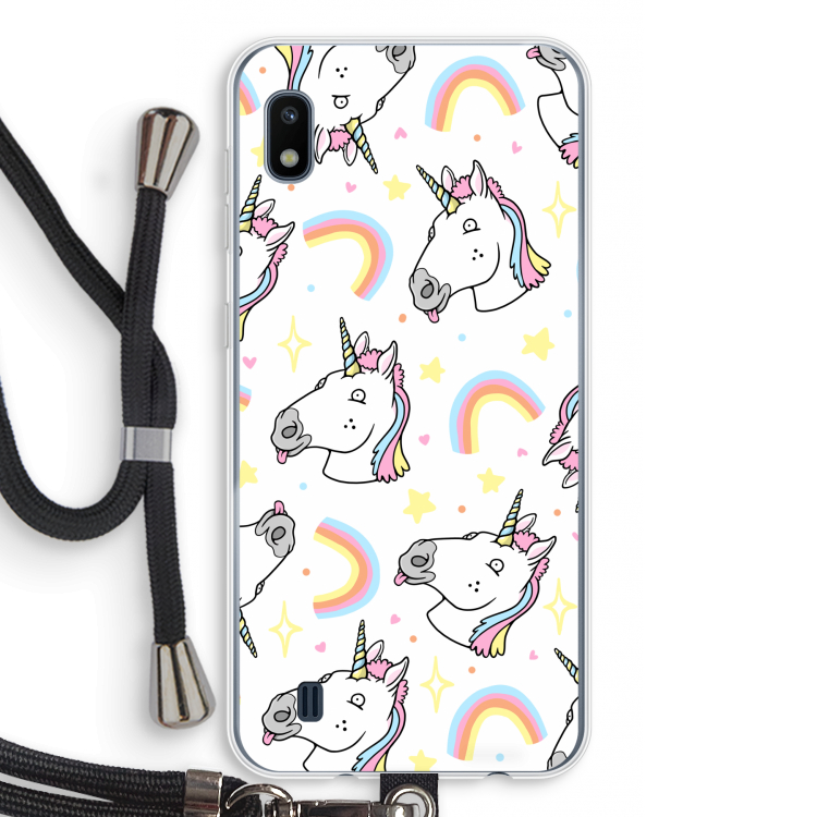Rainbow Unicorn: Samsung Galaxy A10 Transparant Hoesje met koord