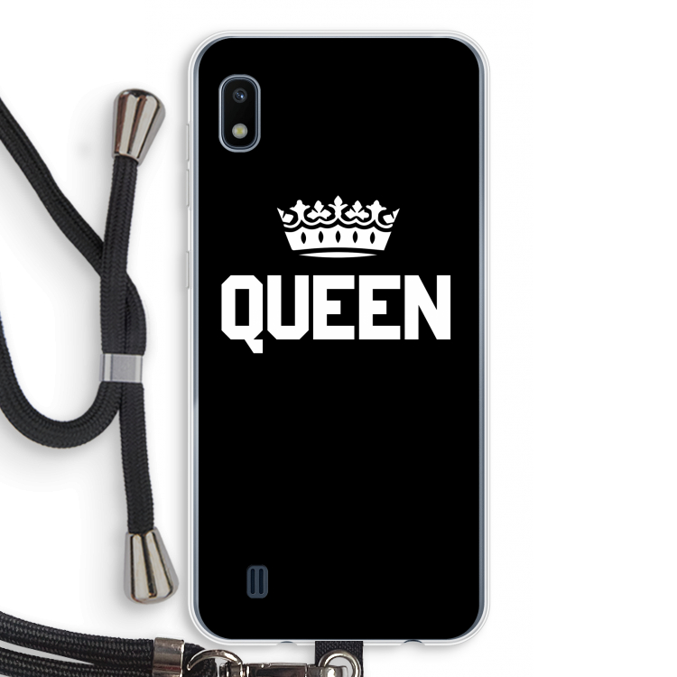 Queen zwart: Samsung Galaxy A10 Transparant Hoesje met koord