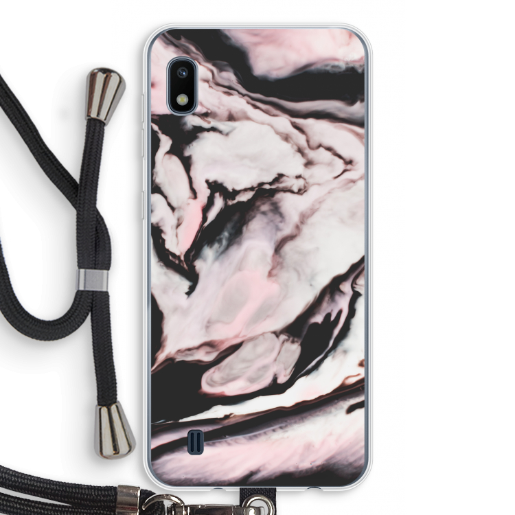 Roze stroom: Samsung Galaxy A10 Transparant Hoesje met koord