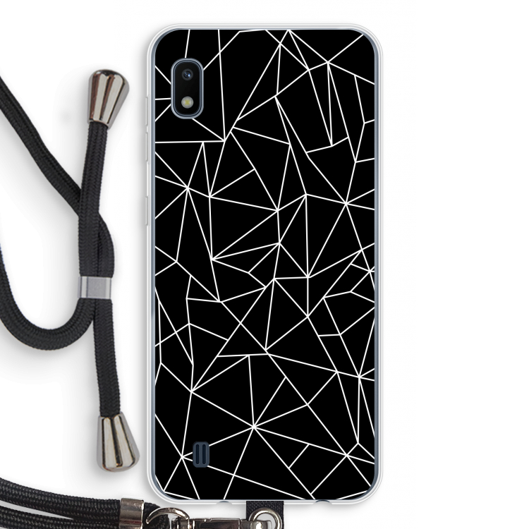Geometrische lijnen wit: Samsung Galaxy A10 Transparant Hoesje met koord