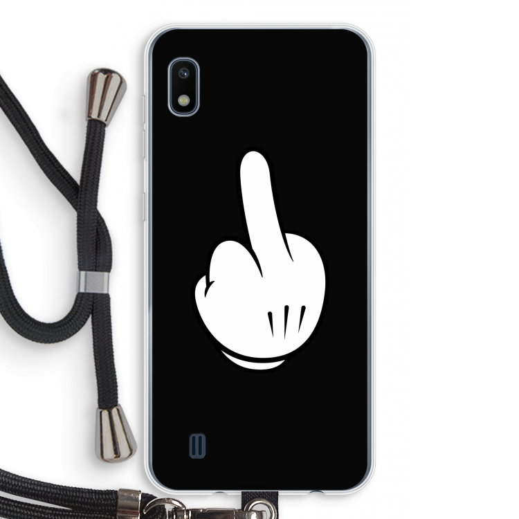 Middle finger black: Samsung Galaxy A10 Transparant Hoesje met koord