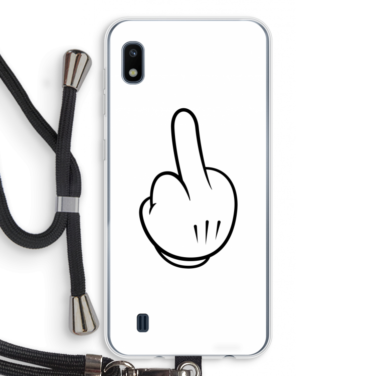 Middle finger white: Samsung Galaxy A10 Transparant Hoesje met koord