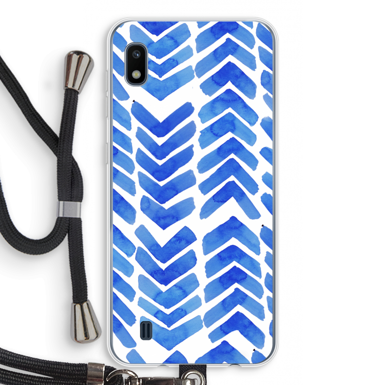 Blauwe pijlen: Samsung Galaxy A10 Transparant Hoesje met koord