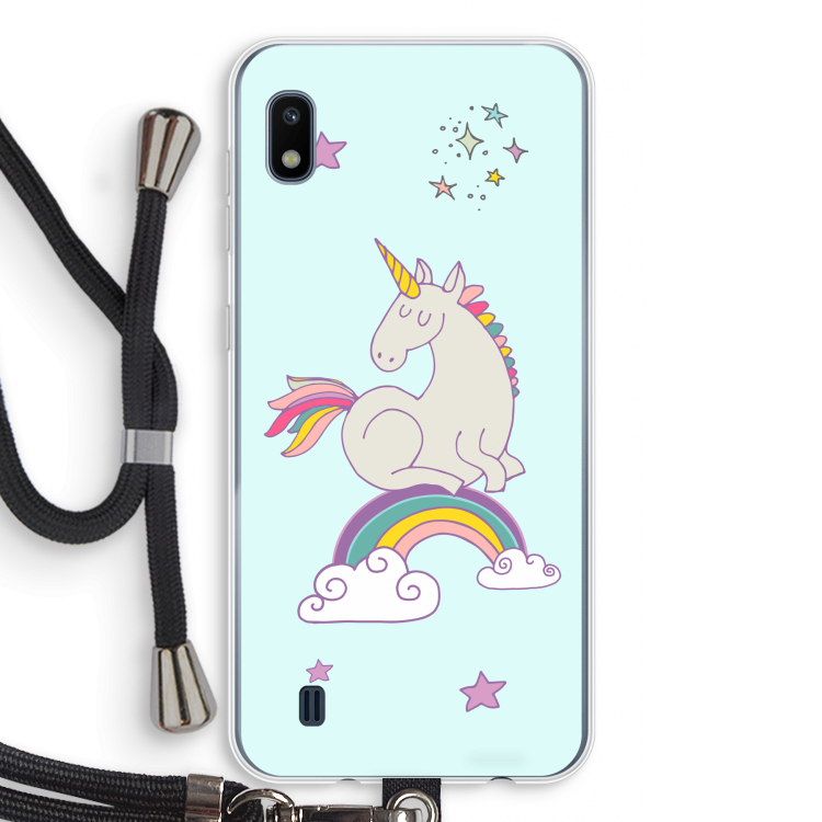 Regenboog eenhoorn: Samsung Galaxy A10 Transparant Hoesje met koord