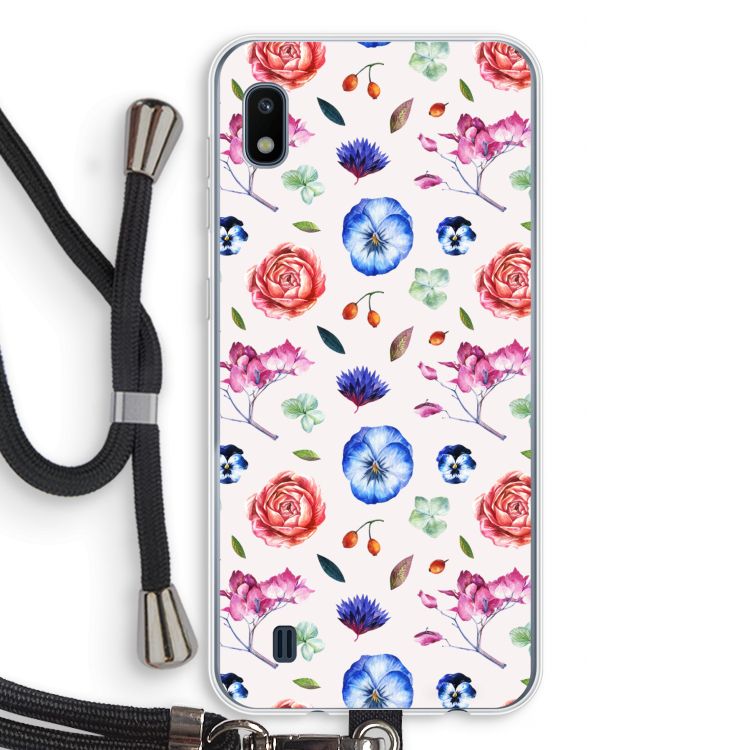 Bloemetjes: Samsung Galaxy A10 Transparant Hoesje met koord