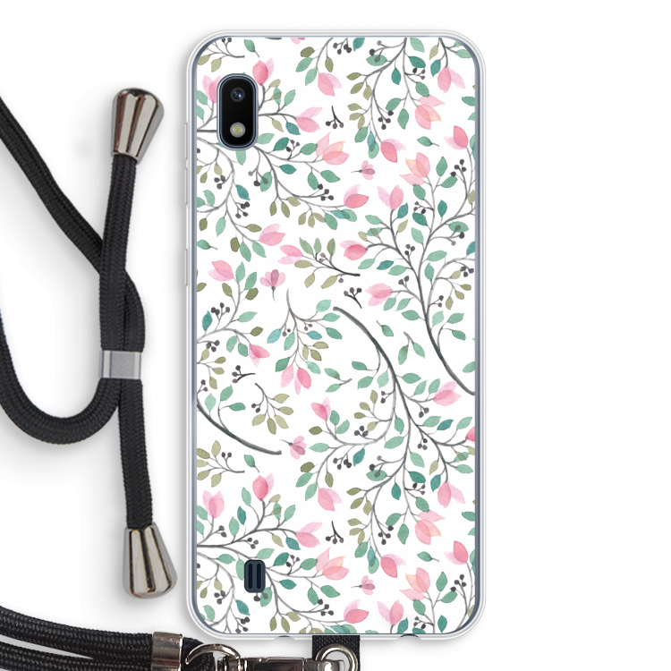 Sierlijke bloemen: Samsung Galaxy A10 Transparant Hoesje met koord