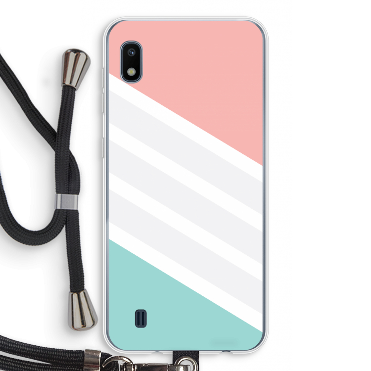 Strepen pastel: Samsung Galaxy A10 Transparant Hoesje met koord