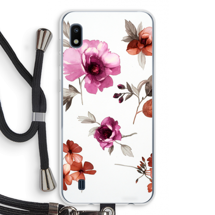 Geschilderde bloemen: Samsung Galaxy A10 Transparant Hoesje met koord