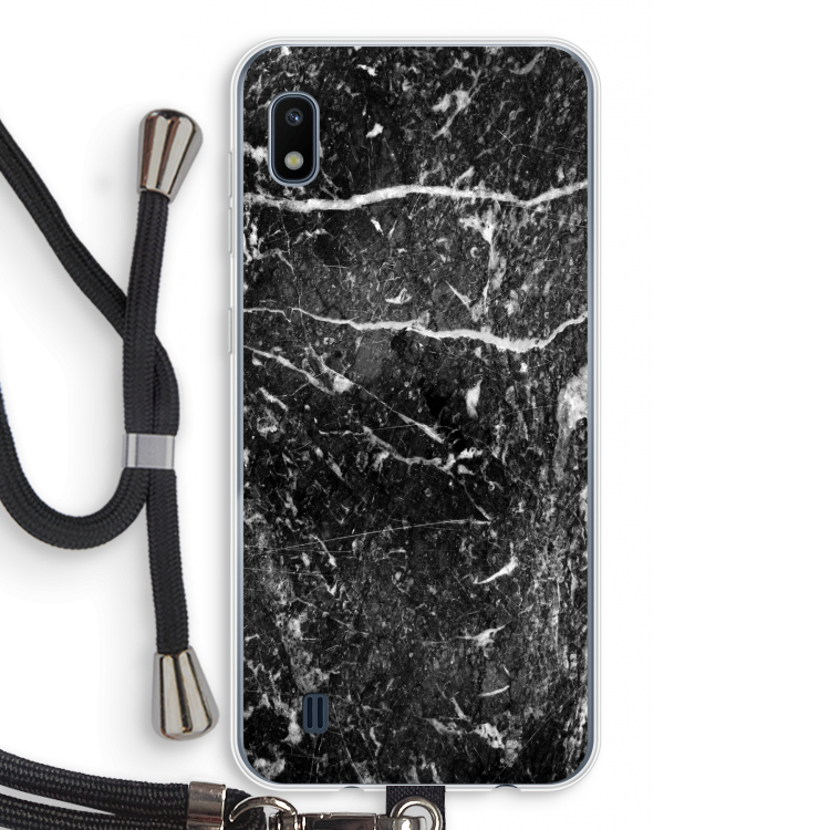Zwart marmer: Samsung Galaxy A10 Transparant Hoesje met koord