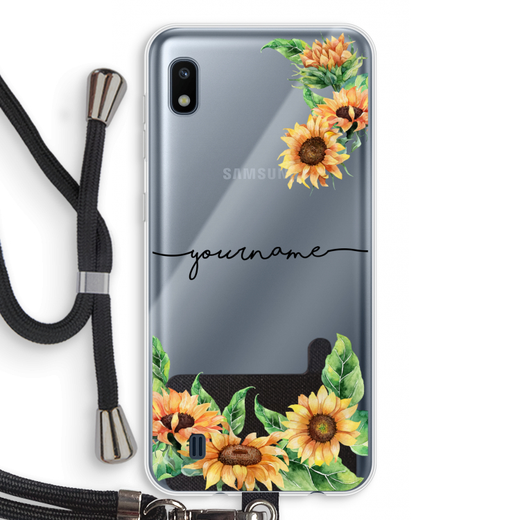 Zonnebloemen: Samsung Galaxy A10 Transparant Hoesje met koord
