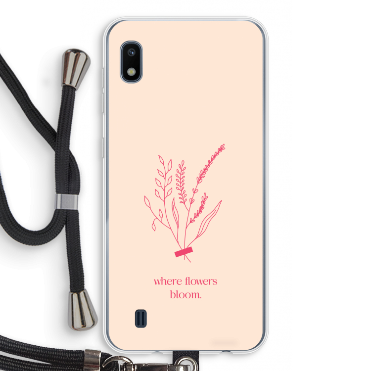Where flowers bloom: Samsung Galaxy A10 Transparant Hoesje met koord