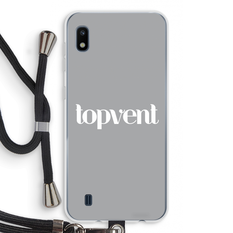 Topvent Grijs Wit: Samsung Galaxy A10 Transparant Hoesje met koord