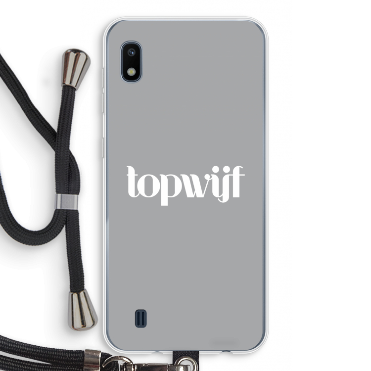 Topwijf Grijs Wit: Samsung Galaxy A10 Transparant Hoesje met koord