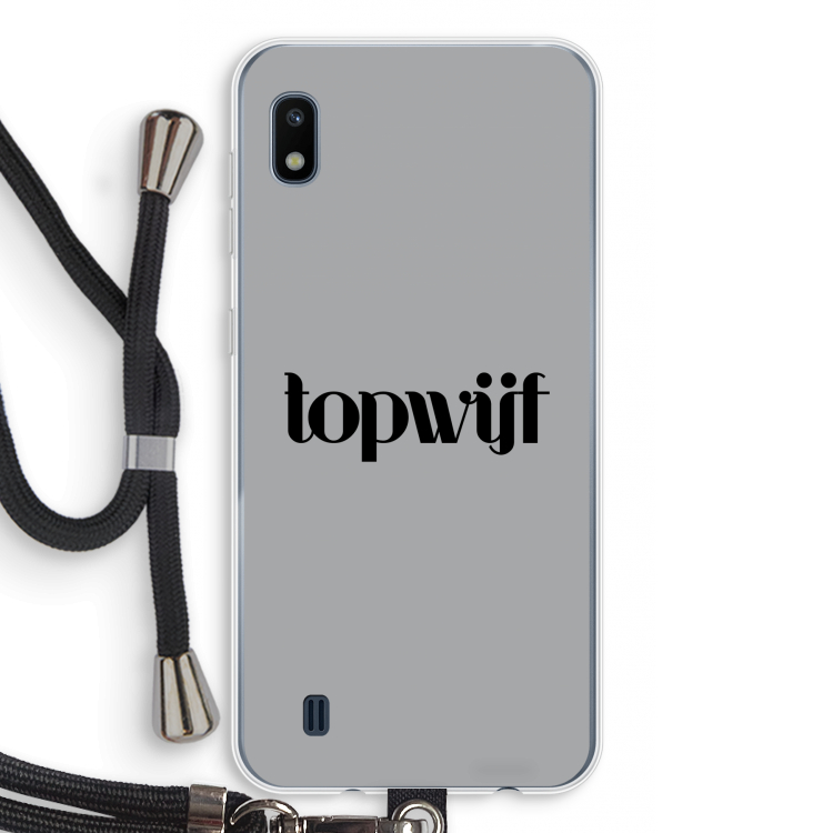Topwijf Grijs Zwart: Samsung Galaxy A10 Transparant Hoesje met koord
