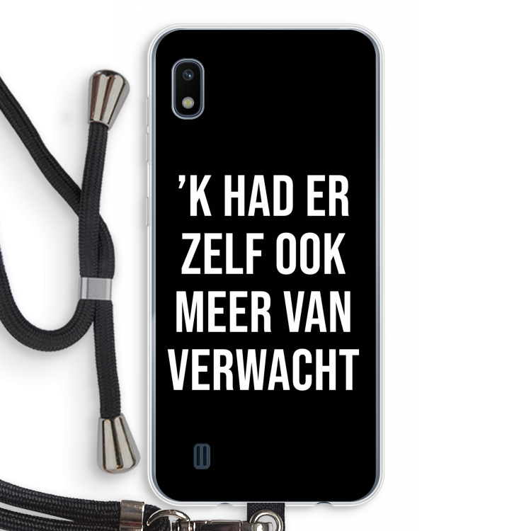 Meer verwacht - Zwart: Samsung Galaxy A10 Transparant Hoesje met koord