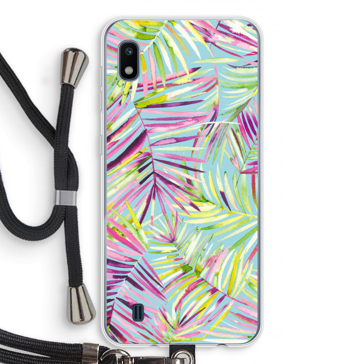 Tropical Palms Blue: Samsung Galaxy A10 Transparant Hoesje met koord