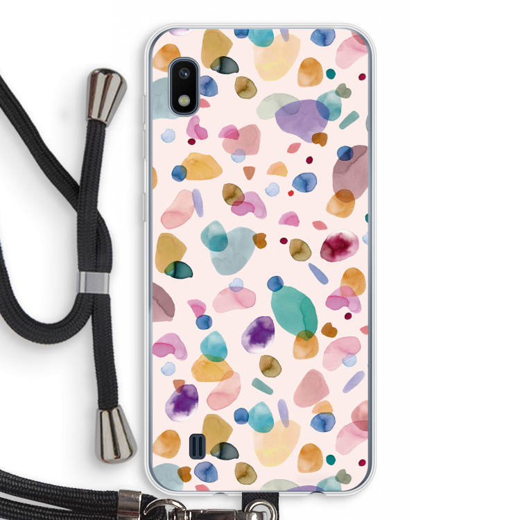 Terrazzo Memphis Pink: Samsung Galaxy A10 Transparant Hoesje met koord