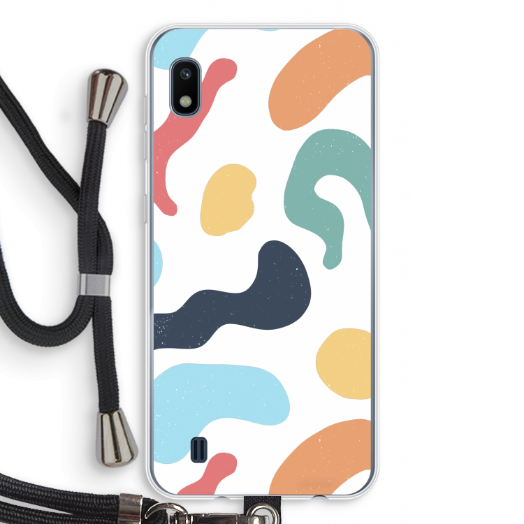 Memphis Shapes Blue: Samsung Galaxy A10 Transparant Hoesje met koord