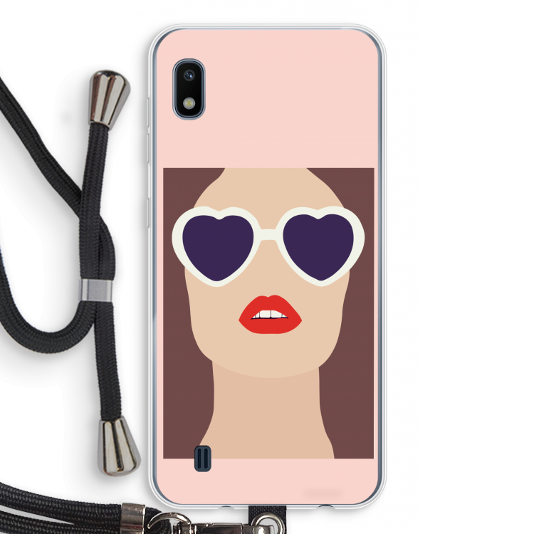 Red lips: Samsung Galaxy A10 Transparant Hoesje met koord