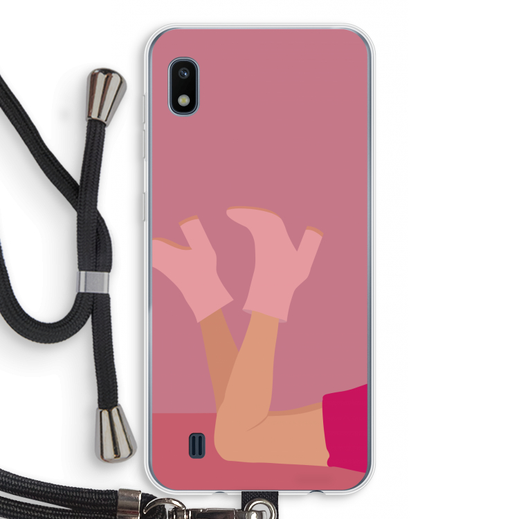 Pink boots: Samsung Galaxy A10 Transparant Hoesje met koord