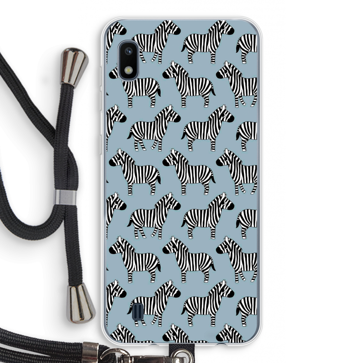 Zebra: Samsung Galaxy A10 Transparant Hoesje met koord