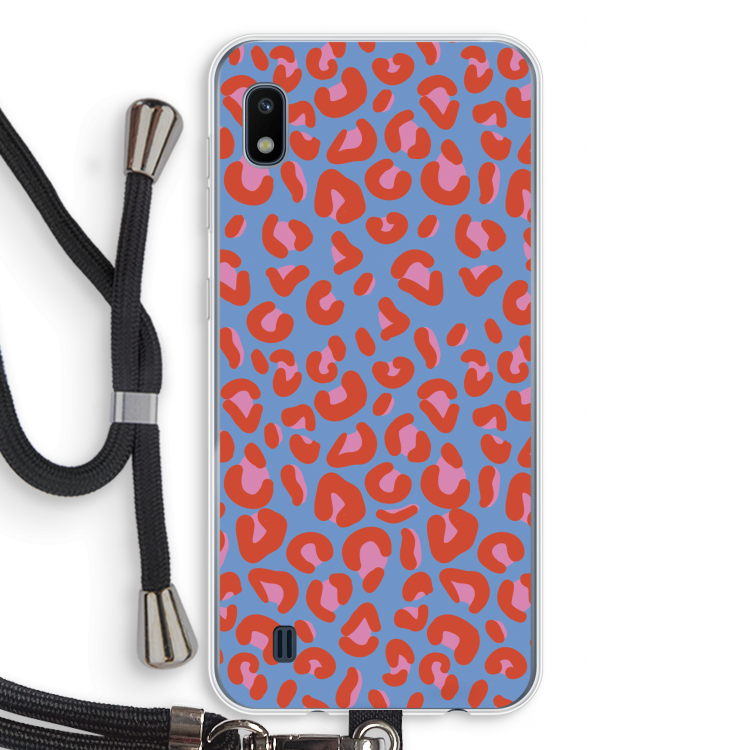 Leopard blue: Samsung Galaxy A10 Transparant Hoesje met koord