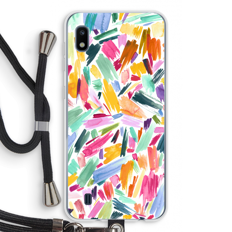 Watercolor Brushstrokes: Samsung Galaxy A10 Transparant Hoesje met koord