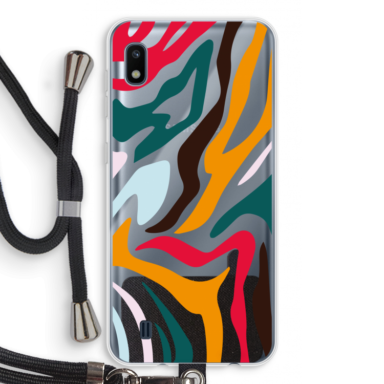 Colored Zebra: Samsung Galaxy A10 Transparant Hoesje met koord