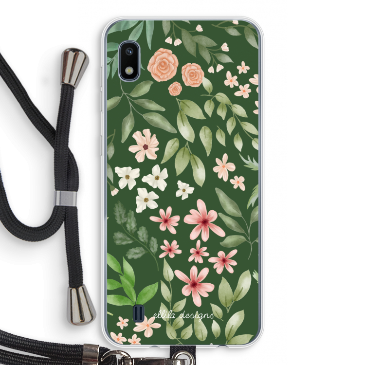 Botanical green sweet flower heaven: Samsung Galaxy A10 Transparant Hoesje met koord