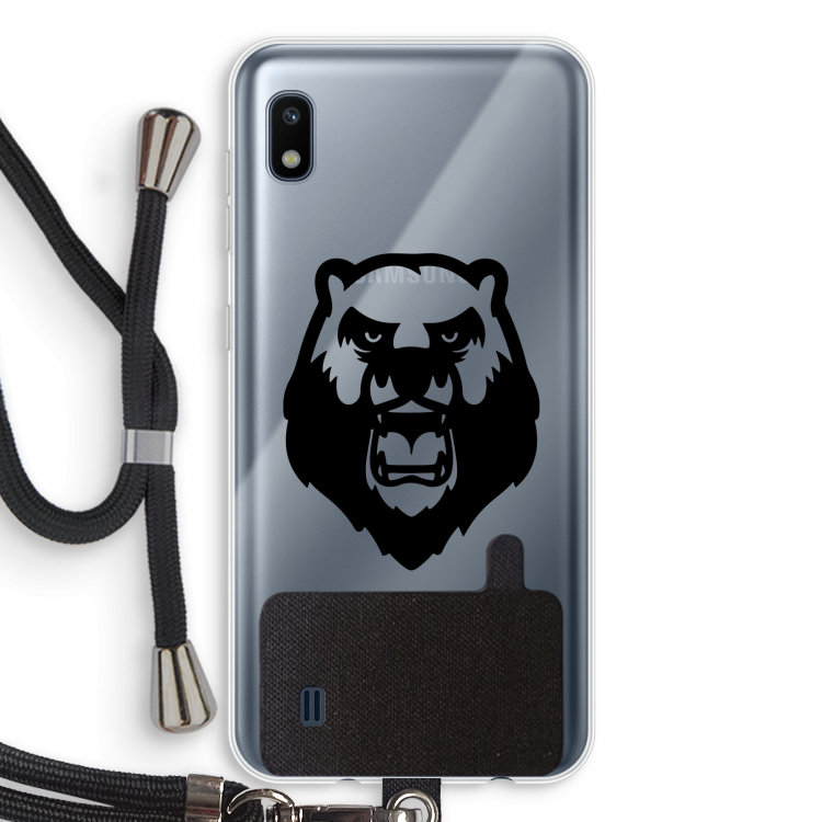 Angry Bear (black): Samsung Galaxy A10 Transparant Hoesje met koord