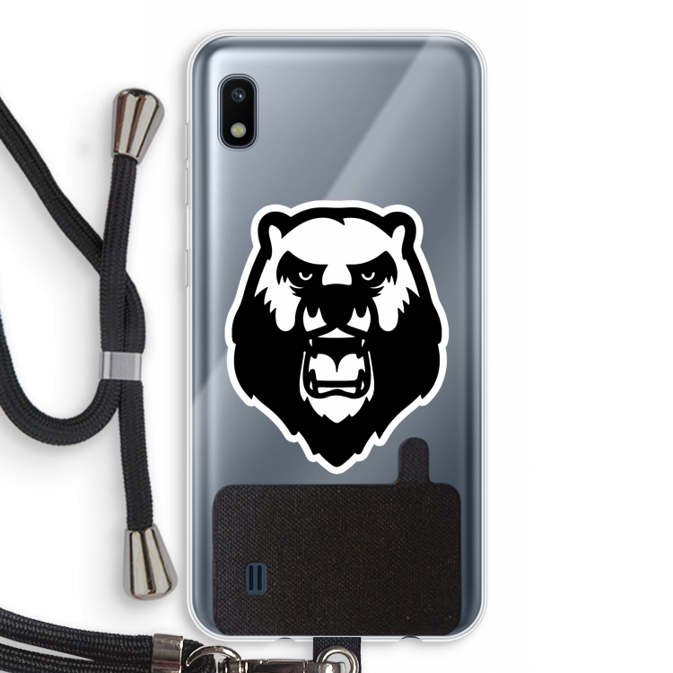 Angry Bear (white): Samsung Galaxy A10 Transparant Hoesje met koord