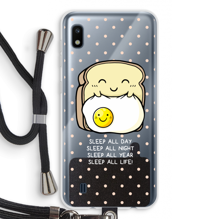 Sleep All Day: Samsung Galaxy A10 Transparant Hoesje met koord