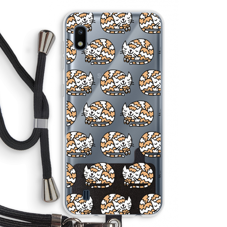 Slapende poes: Samsung Galaxy A10 Transparant Hoesje met koord