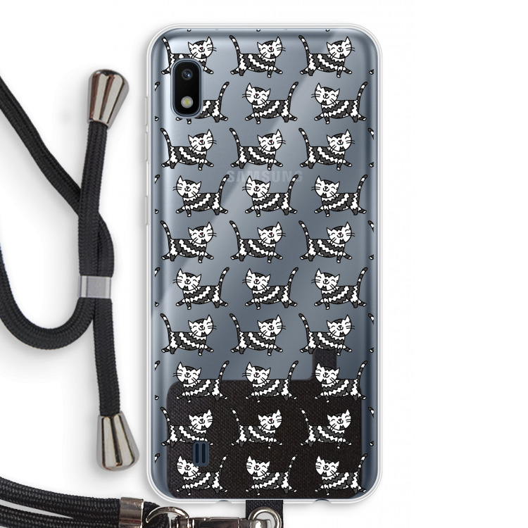 Zwarte poes: Samsung Galaxy A10 Transparant Hoesje met koord