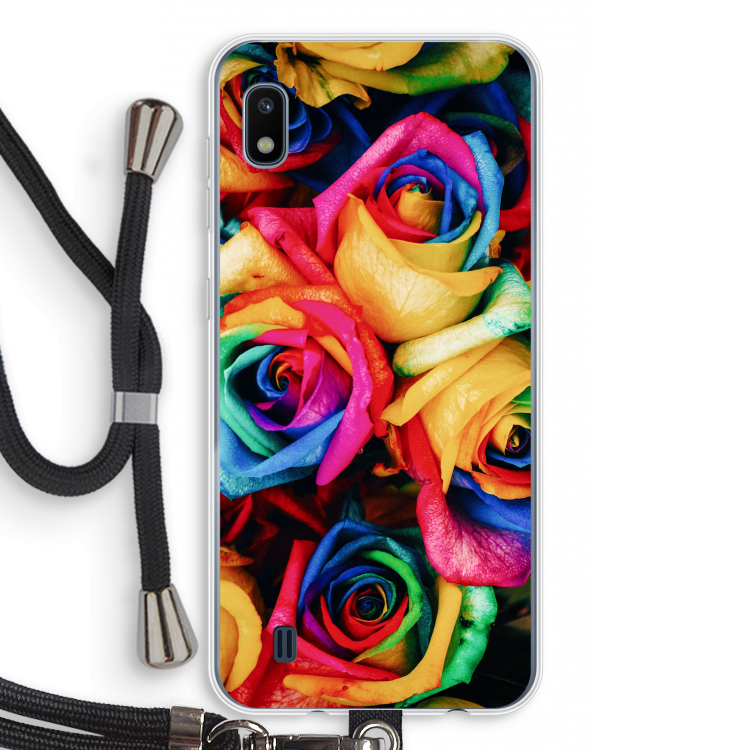 Neon bloemen: Samsung Galaxy A10 Transparant Hoesje met koord