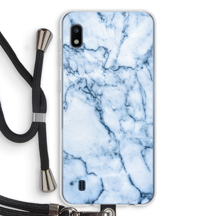 Blauw marmer: Samsung Galaxy A10 Transparant Hoesje met koord