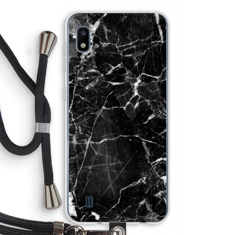 Zwart Marmer 2: Samsung Galaxy A10 Transparant Hoesje met koord