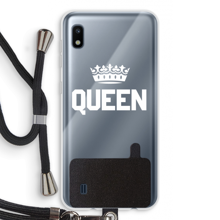 Queen zwart: Samsung Galaxy A10 Transparant Hoesje met koord