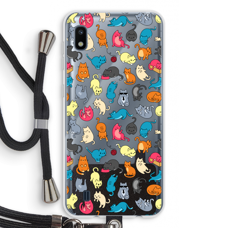 Kleurrijke katten: Samsung Galaxy A10 Transparant Hoesje met koord