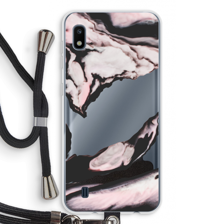 Roze stroom: Samsung Galaxy A10 Transparant Hoesje met koord