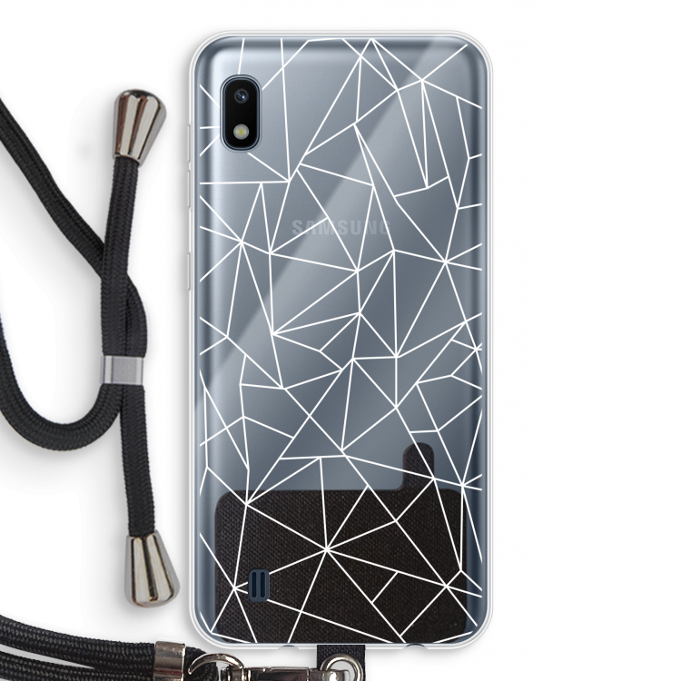 Geometrische lijnen wit: Samsung Galaxy A10 Transparant Hoesje met koord