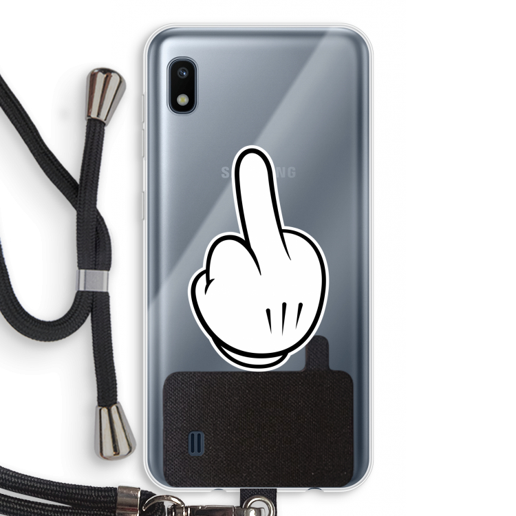Middle finger white: Samsung Galaxy A10 Transparant Hoesje met koord