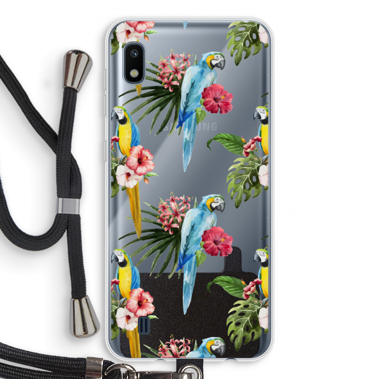 Kleurrijke papegaaien: Samsung Galaxy A10 Transparant Hoesje met koord