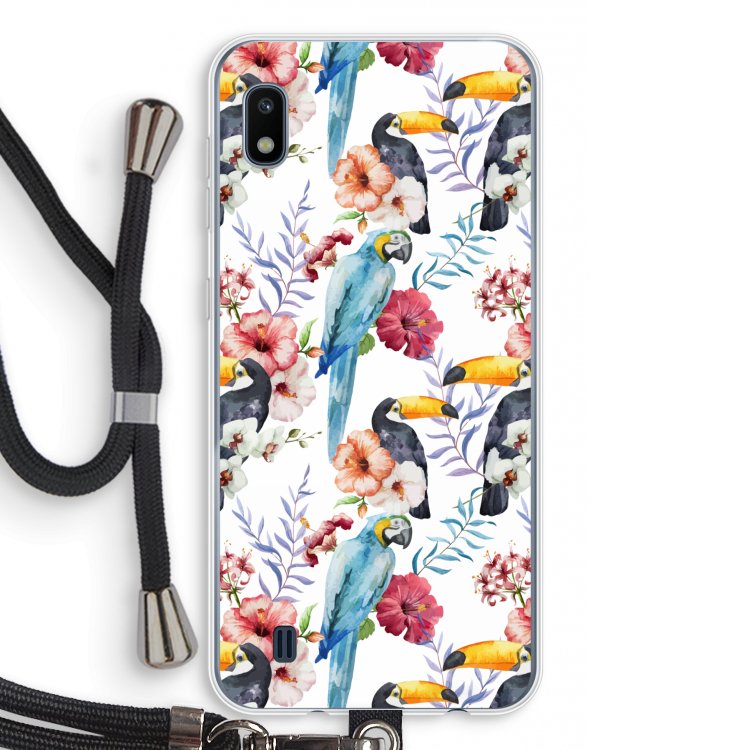 Bloemen tukan: Samsung Galaxy A10 Transparant Hoesje met koord