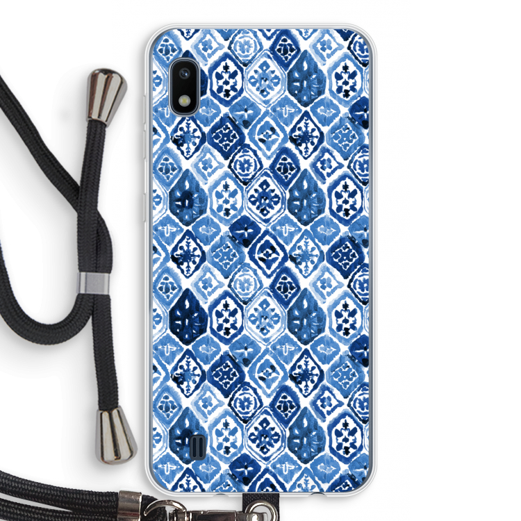 Blauw motief: Samsung Galaxy A10 Transparant Hoesje met koord