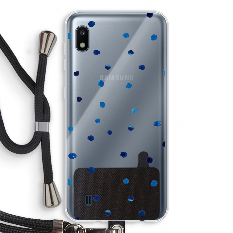 Blauwe stippen: Samsung Galaxy A10 Transparant Hoesje met koord