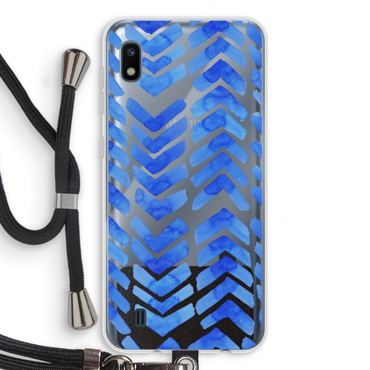 Blauwe pijlen: Samsung Galaxy A10 Transparant Hoesje met koord